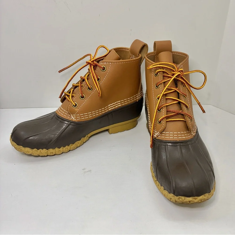 L.L. Bean Classic Bean Boot Tan Leather Brown Lace Up Waterproof Boots Size 7